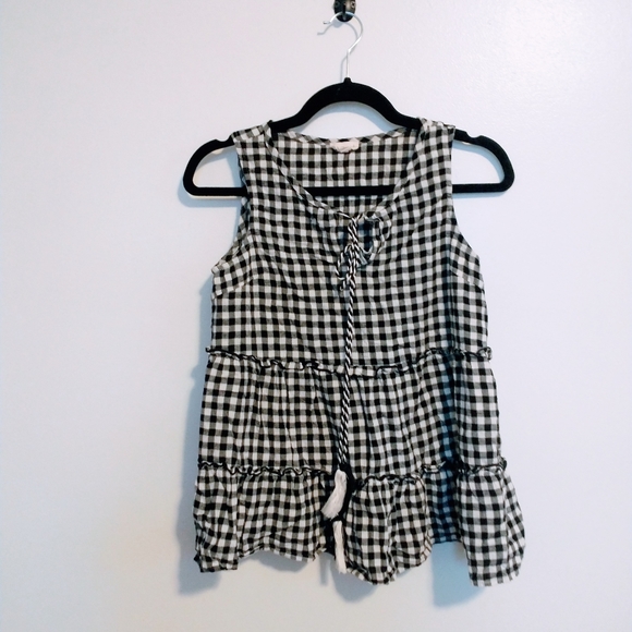 Hem & Thread gingham black and white babydoll top size small - Picture 1 of 4